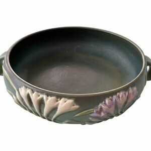 Vintage Roseville USA Freesia Pottery Bowl Double Handled